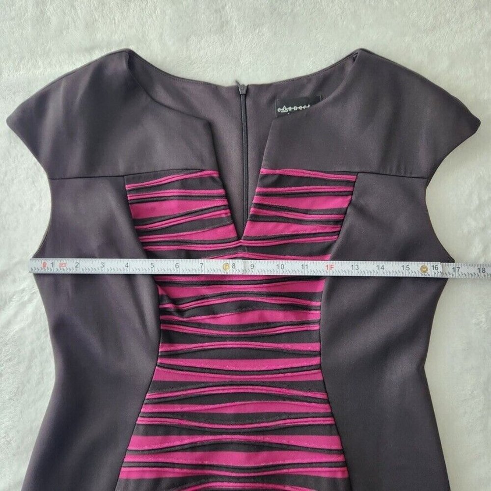 Y2K Office Siren Bodycon Dress 6P NWT Black Berry Purple Colorblock Work Ruched - Picture 11 of 13